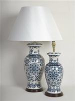ALEXANDERS  INKY BLUE FLORAL FISHTAIL LAMP